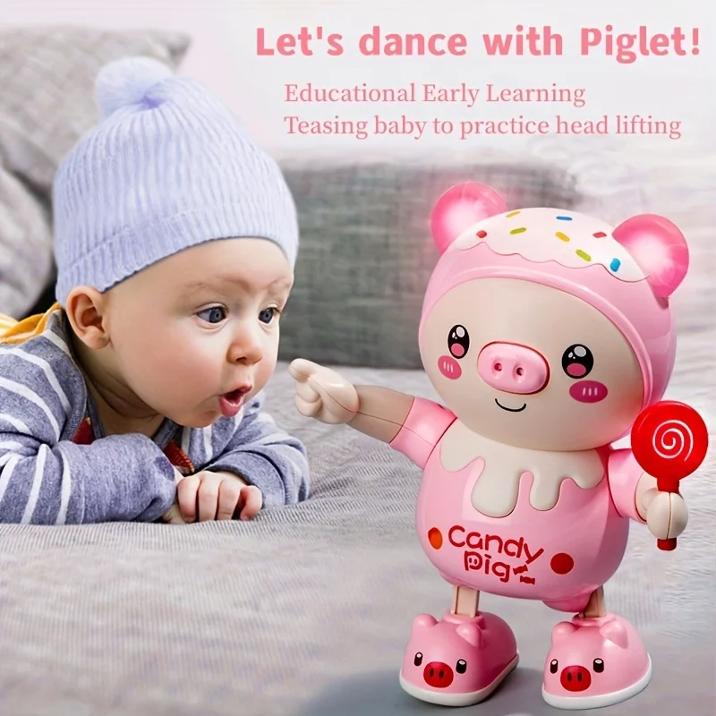 Kids Education Phone - หมูไฟฟ้าพร้อมเสียงดนตรีขยับได้สำหรับเด็กของเล่นสำหรับเด็กหมูบิดได้เดินได้น่ารักตั้งแต่เนิ่นๆตุ๊กตาเพื่อการศึกษา