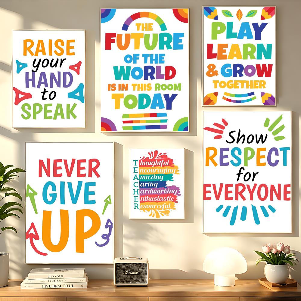 Kids Education Room - โปสเตอร์ติดผนังห้องเรียนเด็ก ลายศิลปะ HD กันน้ำ ตกแต่งบ้าน ห้องนั่งเล่น