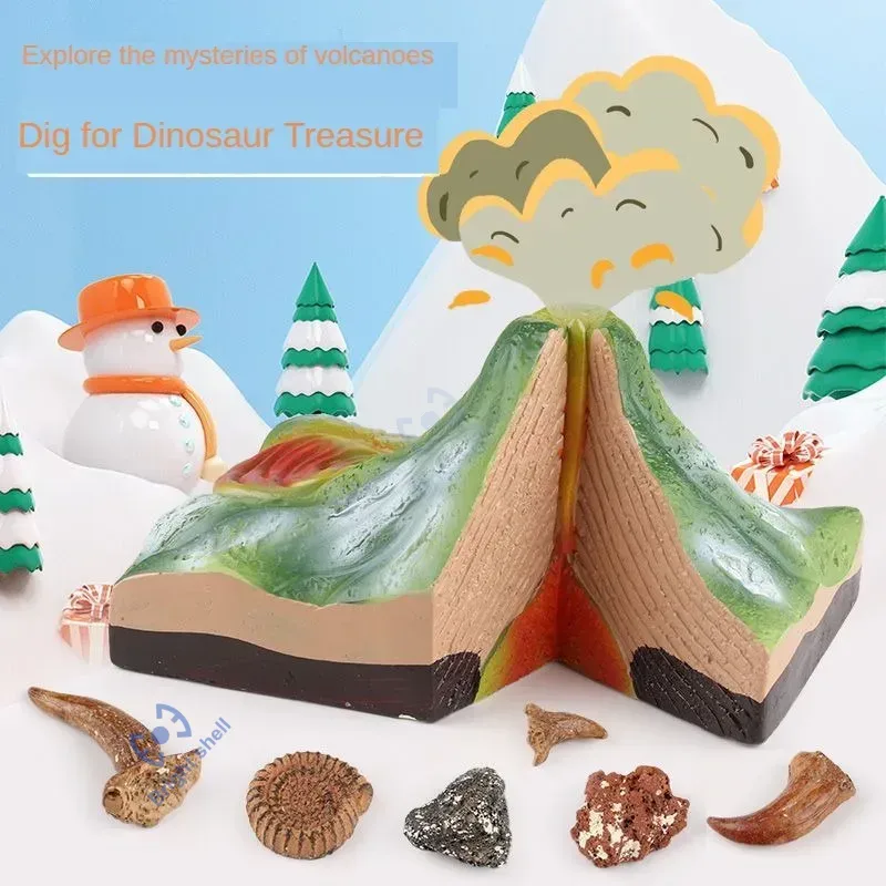 Science Kit Volcano - พีระมิดของเล่นเด็กไดโนเสาร์ Volcano DIY Fossil โบราณคดี Excavation