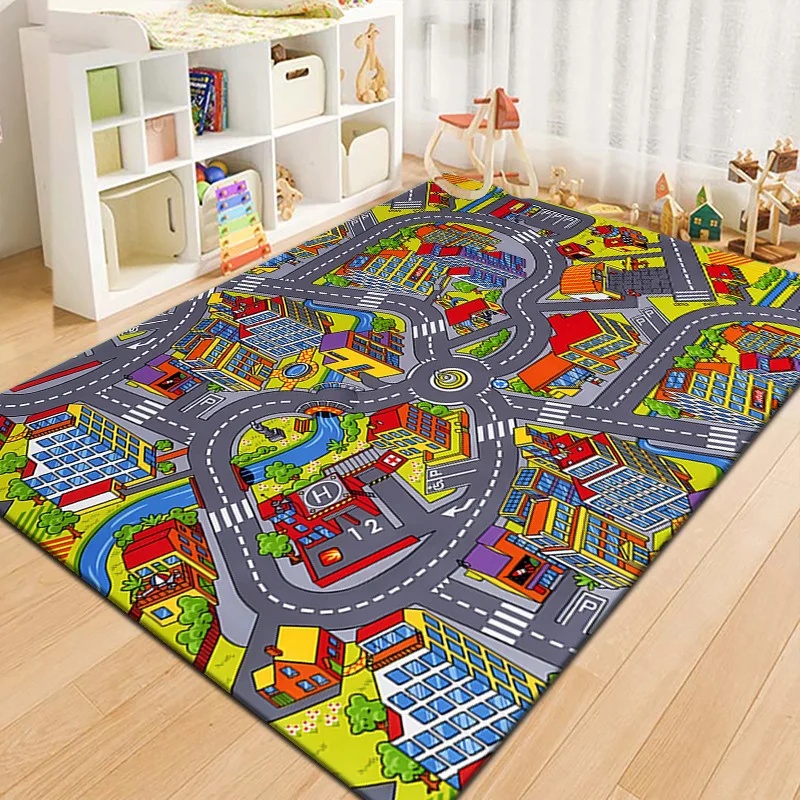 พรมปูพื้นลายแผนที่เมืองหลากสีส - Kids Education Room บทวิจารณ์และราคา