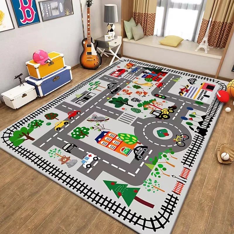 พรมปูพื้นลายแผนที่เมืองหลากสีส - Kids Education Room บทวิจารณ์และราคา