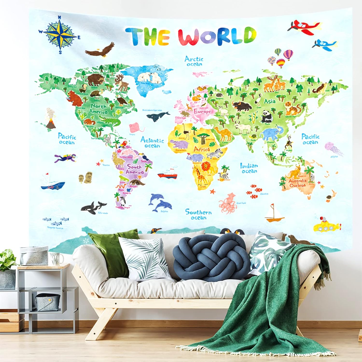 แผนที่โลกสำหรับเด็ก ผ้าติดผนัง - Kids Education Room บทวิจารณ์และราคา