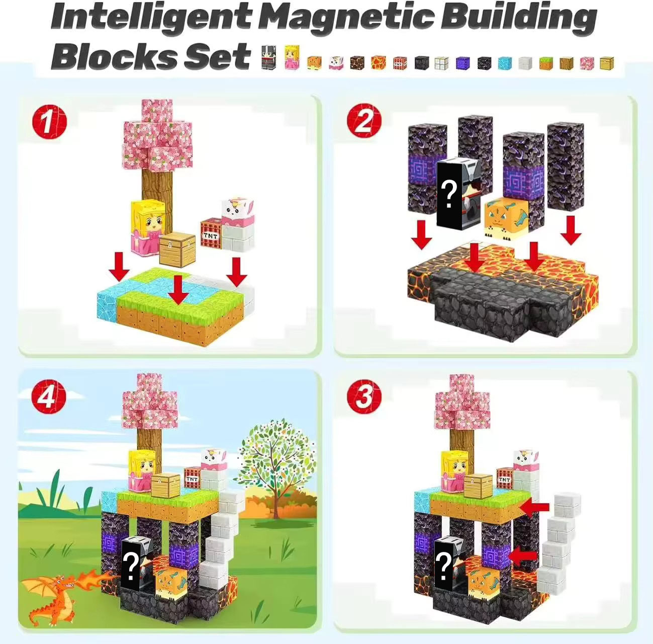บล็อกแม่เหล็กสร้างสรรค์ ชุดตัว - Kids Education World บทวิจารณ์และราคา