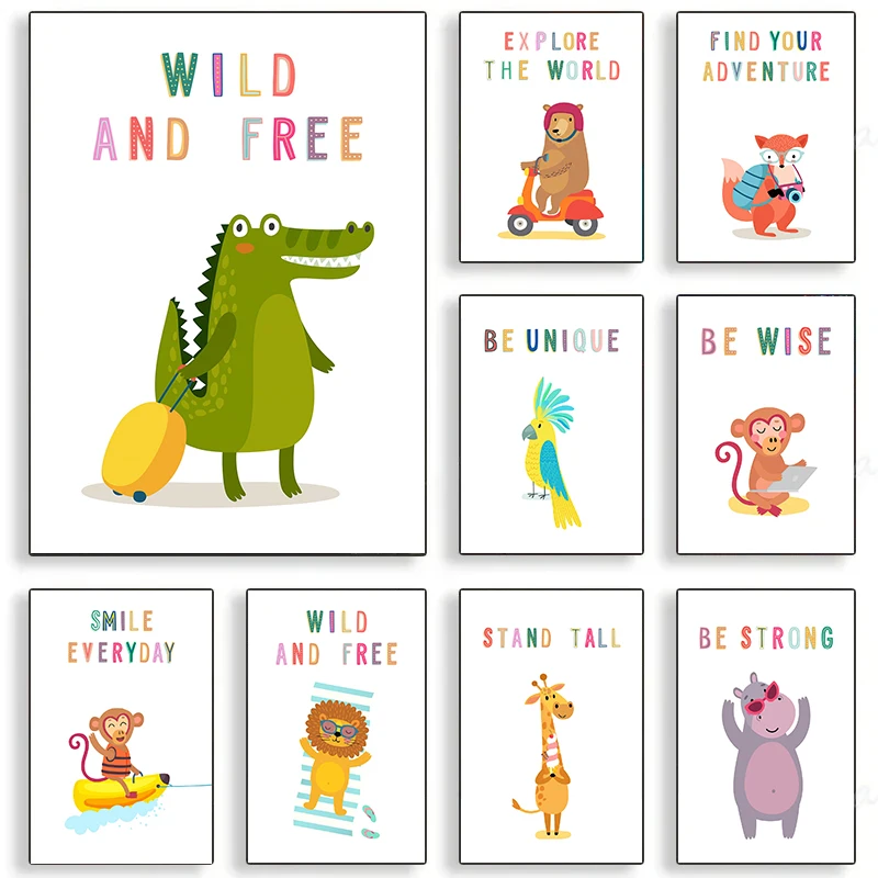 ผ้าใบพิมพ์ลายสัตว์ติดผนัง คำศั - Kids No Education บทวิจารณ์และราคา